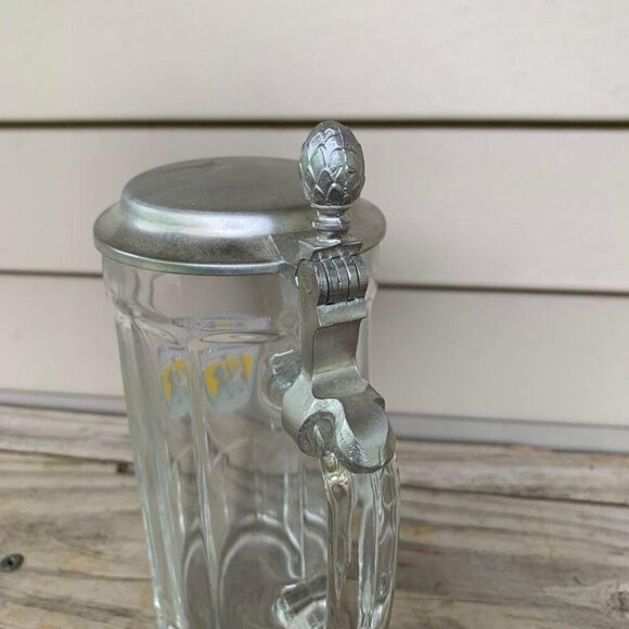 Kampendahl Lidded Beer Mug Glass & Pewter - Picture 4 of 7